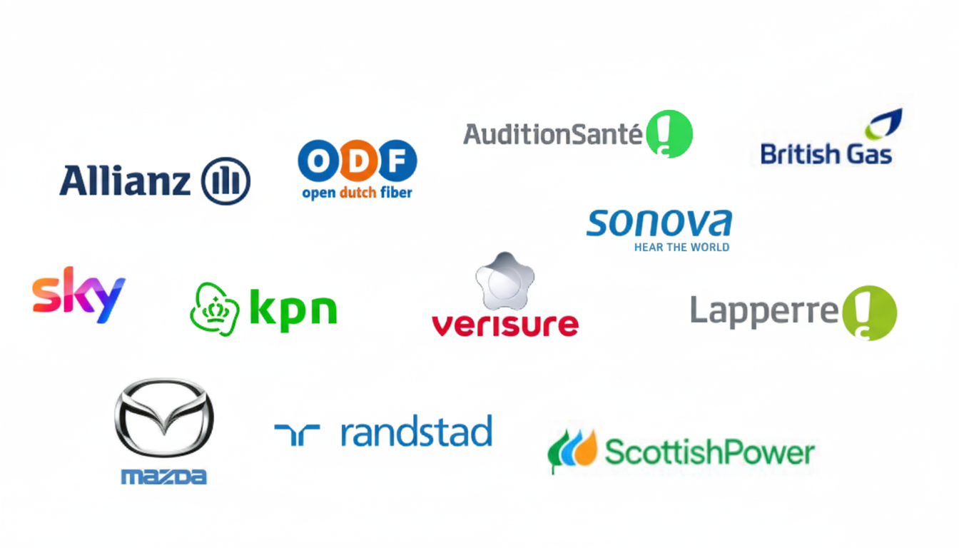 Brands we work with including Allianz, KPN, Randstad, Mazda, Sky, Sonova, and more